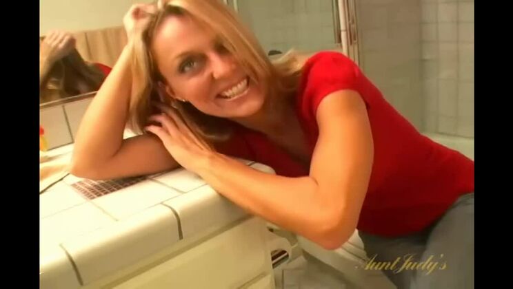 With the water on, Brenda gets intimate