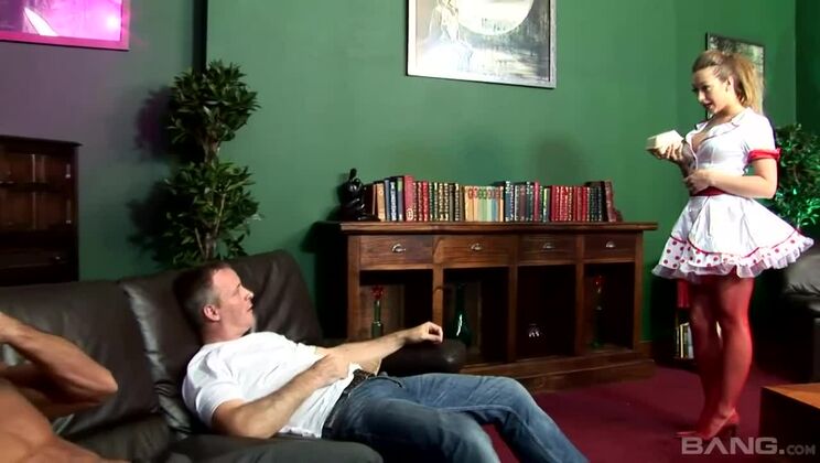 Teen Brunette Gets Double Penetrated in Lingerie