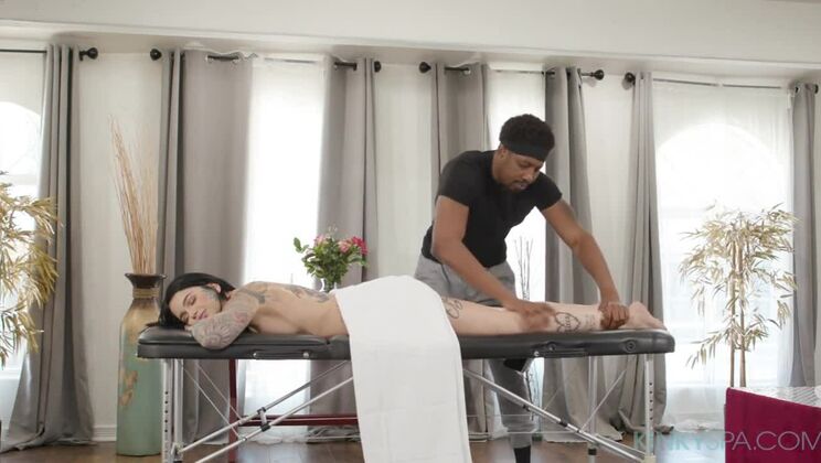 [KinkySpa] - Leigh Raven Gets Interracial Massage Cumshot - Leigh Raven