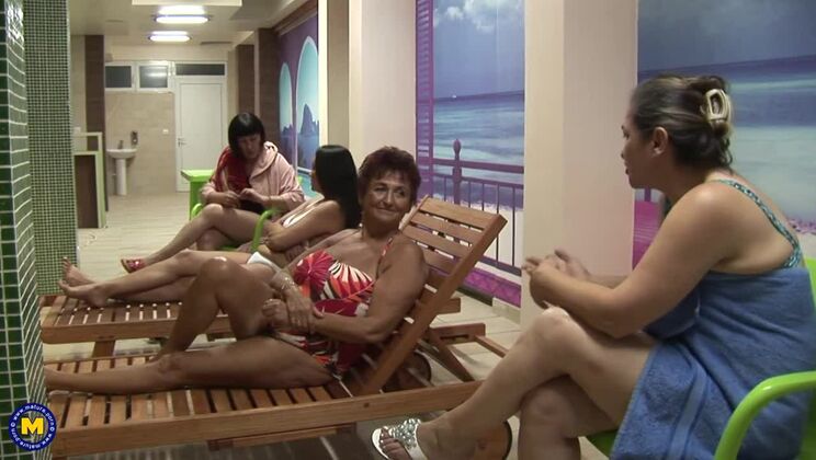 Ana Bela Relaxes in All Female Sauna