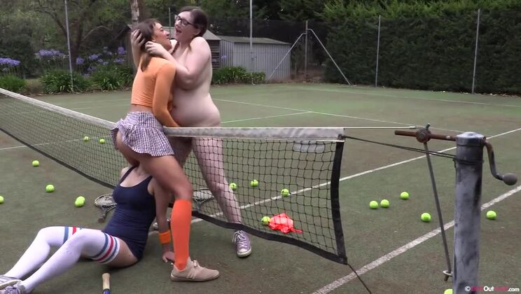 [GirlsOutWest] - Outdoor Sex with Big Tits Brunette MILFs in Stockings - Lilium - Loretta Wolf