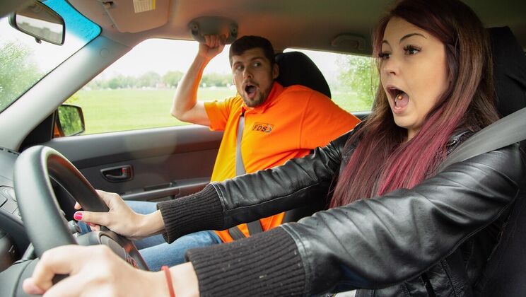 [FakeDrivingSchool] - Czech Brunette with Small Tits Enjoys Deepthroat