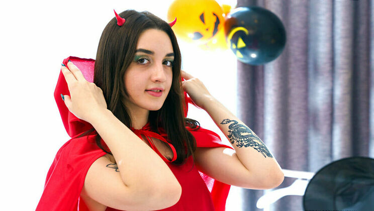 [ClubSweethearts] - Halloween Brunette Teen Eva Tender in Solo Act - Eva Tender