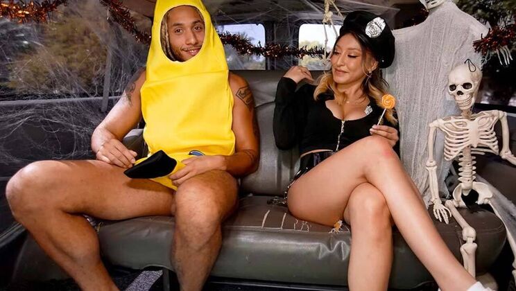 [BangBus] - Latina in Uniform for Halloween Fun - Derek Savage - Mads Flores