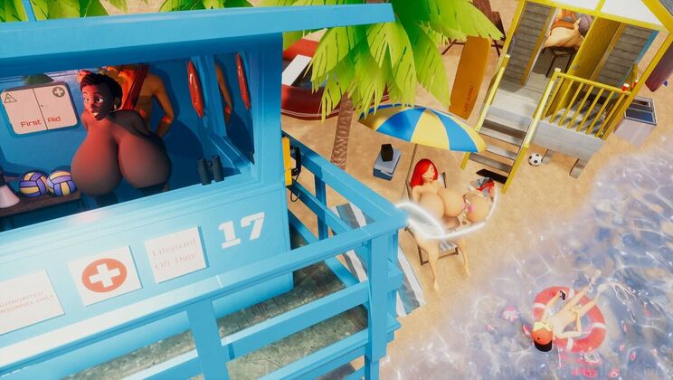 [AdultTimeAnimation] - Ebony and Redhead Beach Mix - Kira Noir - Jake Adams - April Oneil - Wolf Hudson - Serene Siren