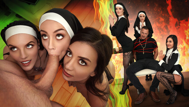 [BFFs] - Latina Nun Selena Love Gags on Danny’s Thick Cock - Danny Mountain - Natalie Brooks - Fiona Frost - Selena Love