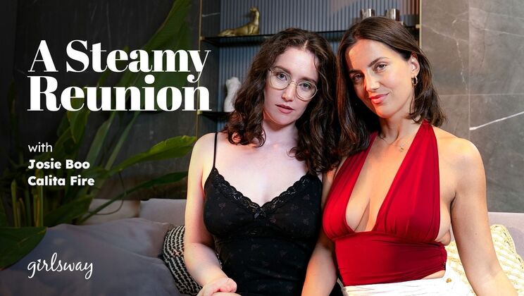 [Girlsway] - MILFs with Glasses Lick Hairy Pussy and Big Tits - Calita Fire - Josie Boo