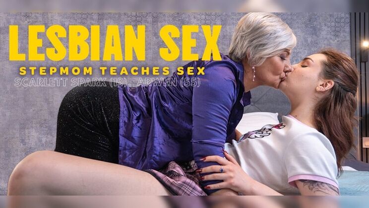 Old and Young Lesbians Arwen and Scarlett in Hairy Pussy Lesson